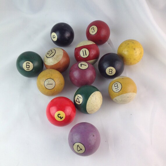 Antique Mixed Set Billiard Pool Balls. Vintage. Game. Parts.