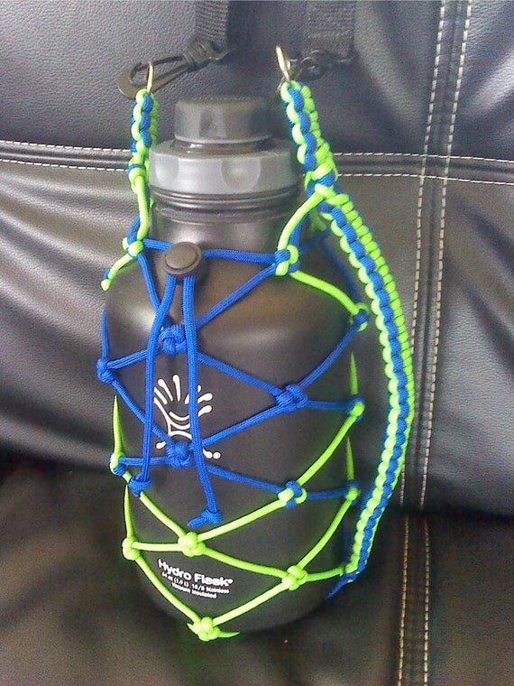 64 oz Handmade Hydro Flask Holder with side handle and strap