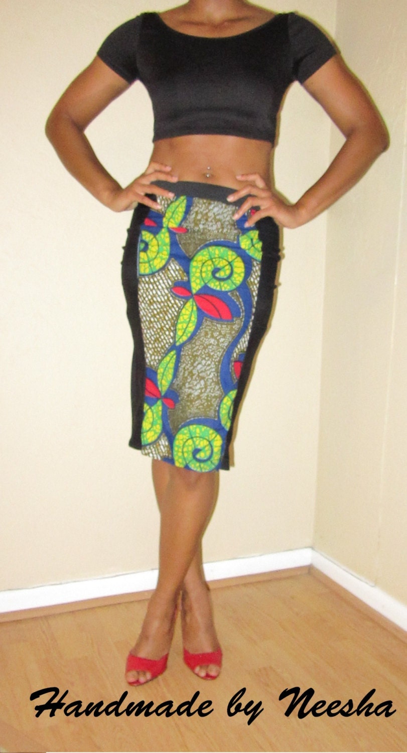 Ankara African Wax Print Pencil Skirt Available In 10 Prints