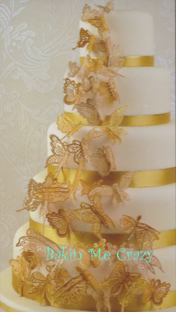 24 Edible Cake Lace 3D Butterflies for Weddings Anniversary