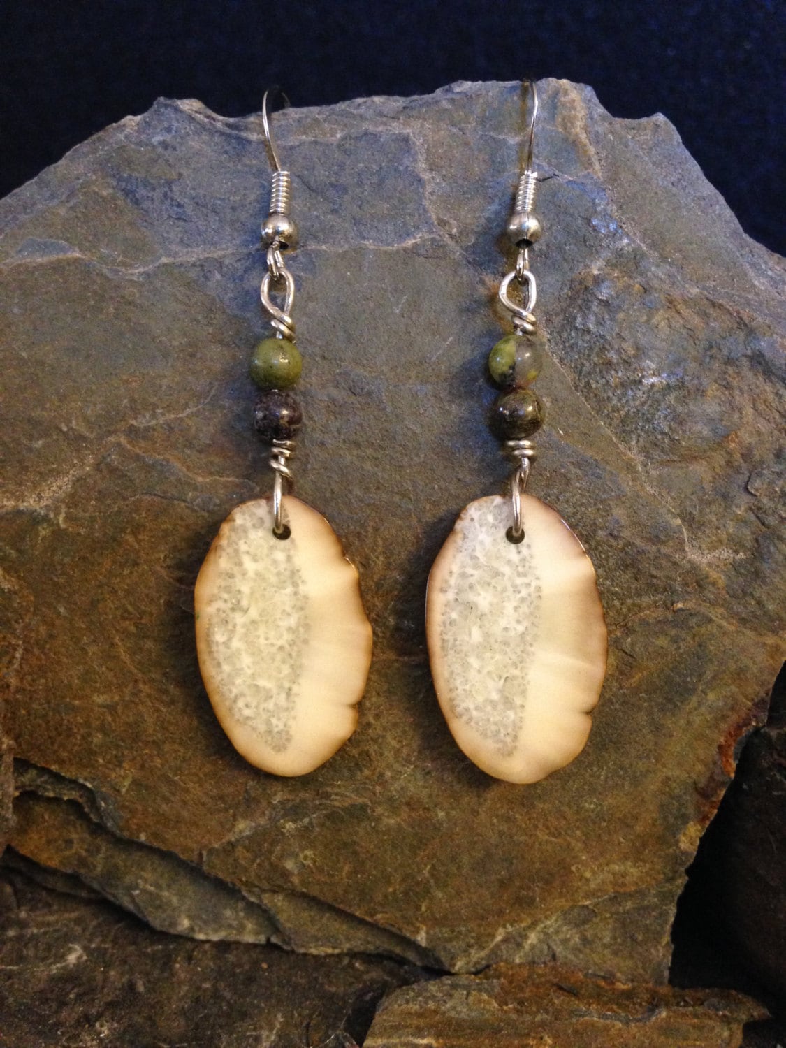 Alaska fossil walrus ivory earrings by LeahsAlaska on Etsy