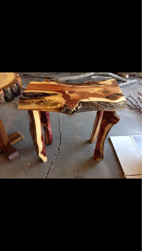 Custom Rustic eastern red cedar end table