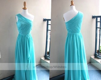 Illusion Top Blue Long Prom Dress /Blue Bridesmaid by Wishdress