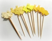 Soft spring sunshine: Mixed Yellow Rabbiit Cupcake Toppers, Food Picks-Set of 24 pcs