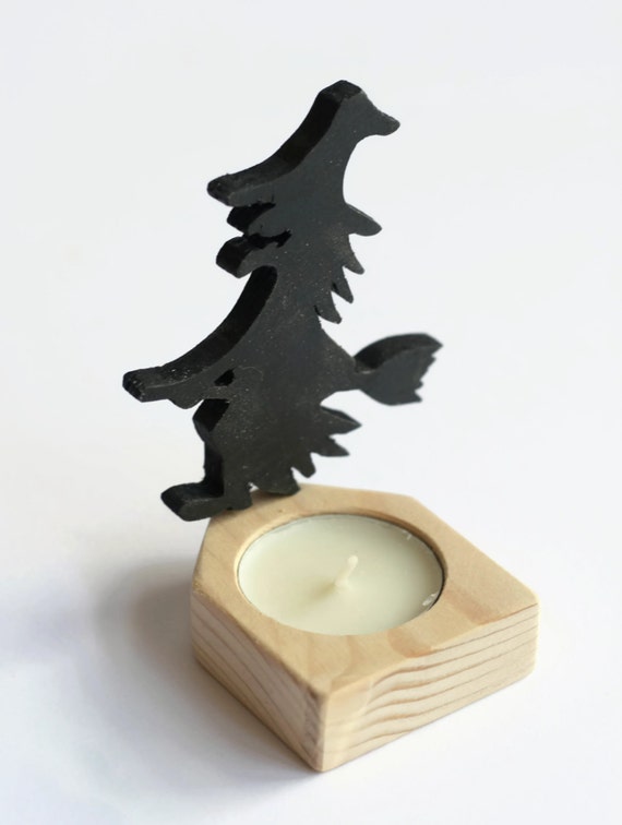 Halloween Candle Holder Halloween Witch Candle Holder Wooden