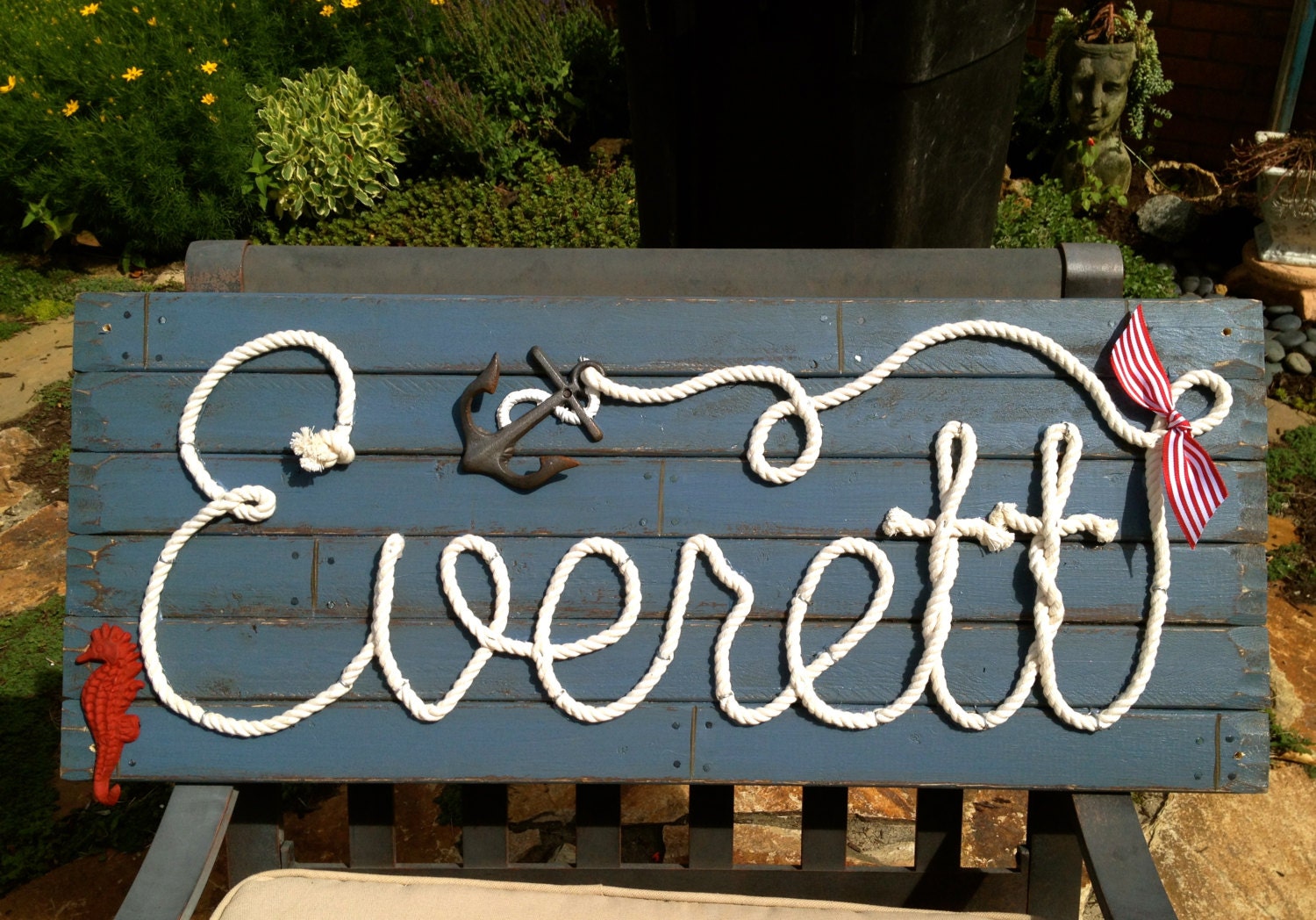 EVERETT 36 Nautical Rope Name Sign Cottage Beach Lake