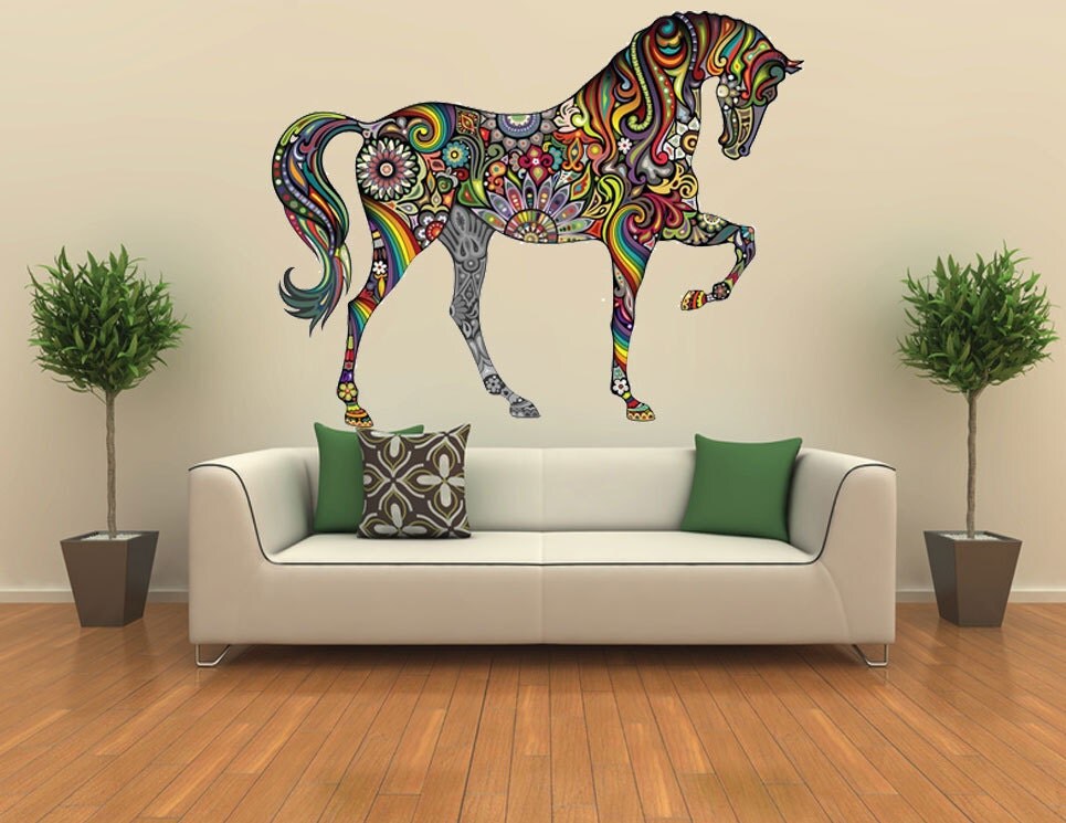 abstract horse wall sticker colorful horse wall decal decor