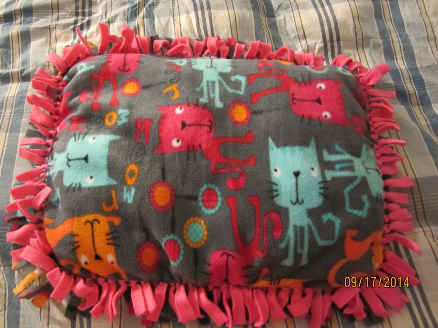 Fleece NoSew Tie Pet Pillow for Cats 22x18 by MrsMasonsCreations