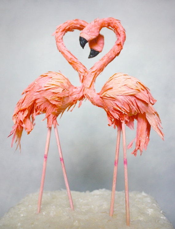 flamingos cake topper