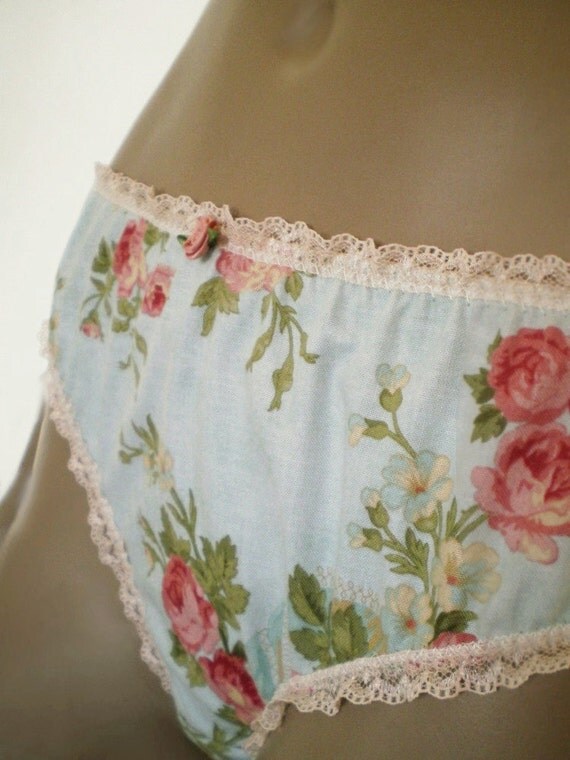 Items similar to Rose Print Panties Handmade Cotton Knickers Old