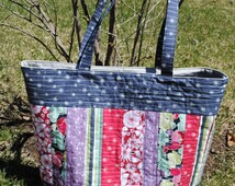 Patchwork Tote Bag PATTERN, Large Quilted Tote, Mary Elizabeth Bag