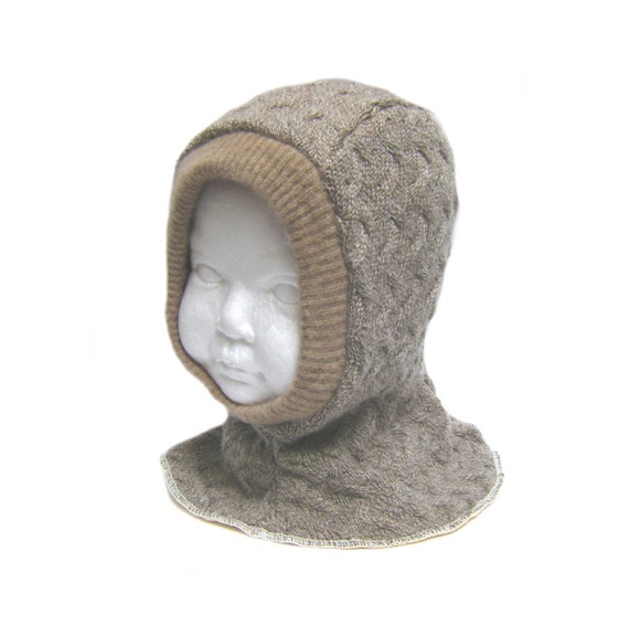 Soft Merino wool balaclava winter hood for baby