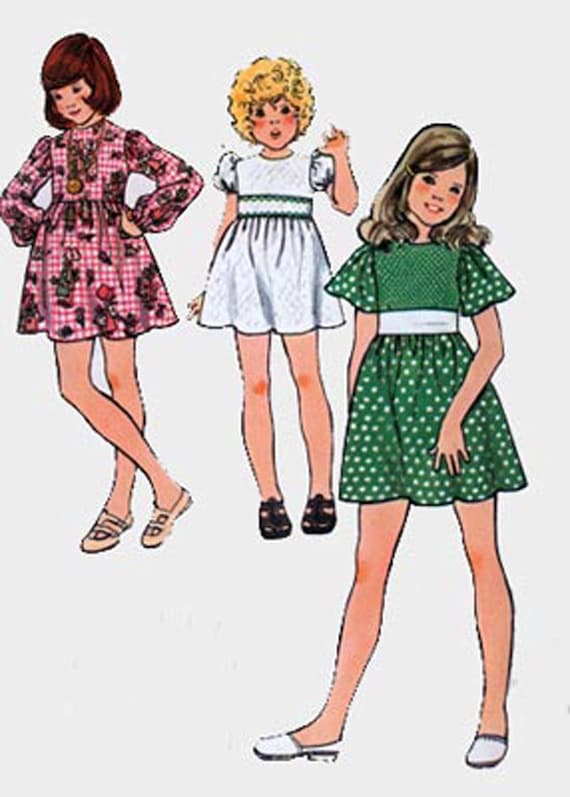 1970s Girls Empire Dress Butterick 6965 70s RETRO by sandritocat
