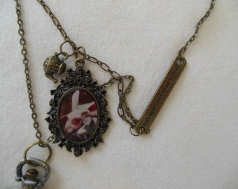 White Rabbit Pocket Watch Necklace