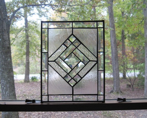 Stained Glass Panel Clear with Beveled by CartersStainedGlass