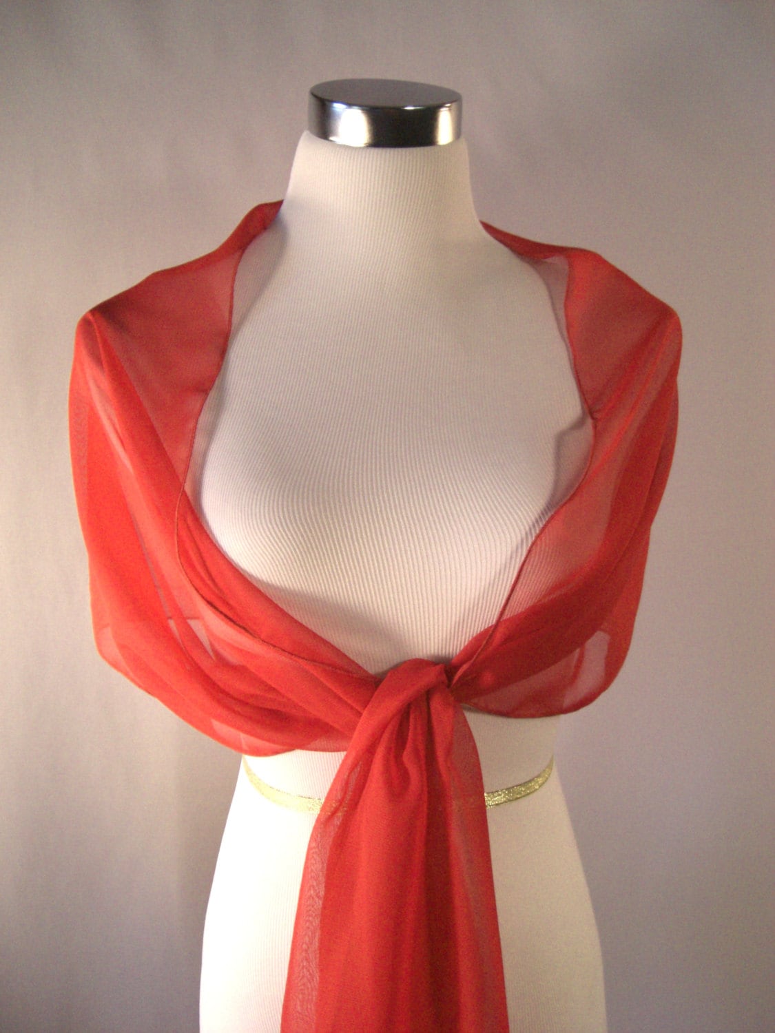 Evening Wrap Red Shawl Scarf Stole One Shoulder Drape