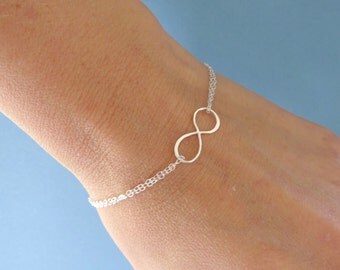 Simple infinity bracelet, adjustable sterling silver infinity bracelet, figure eight, infinity jewelry, otis b, double chain