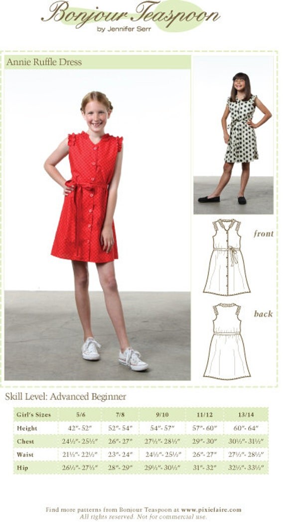 Girls Dress Sewing Pattern Tween Dress Sewing Pattern Tween