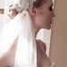 Juliet Cap Wedding Veil, Unique Rhinestone Covered Tied Bridal Cap, Seed Beads, Floral Design, Bridal Illusion Tulle, Style: Tamsyn #1002