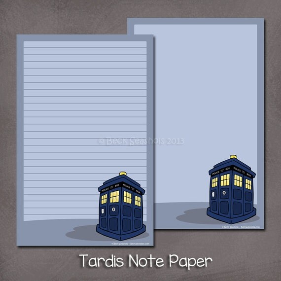 Tardis from Doctor Who Note Paper stationery gift by Beckadoodles
