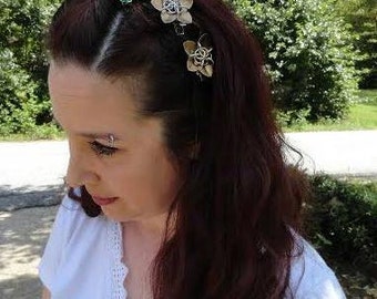 Scalemail flower hair clips PICK YOUR COLORS