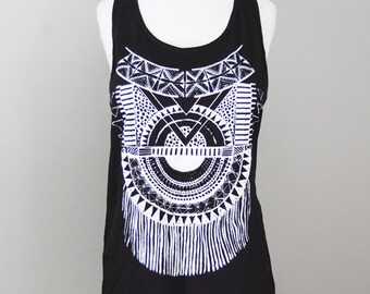 Impala Tank || Womens Plus Tank, relaxed tank, printed tank top, summer tank, geometric printed tank, black tank top || by Simka Sol