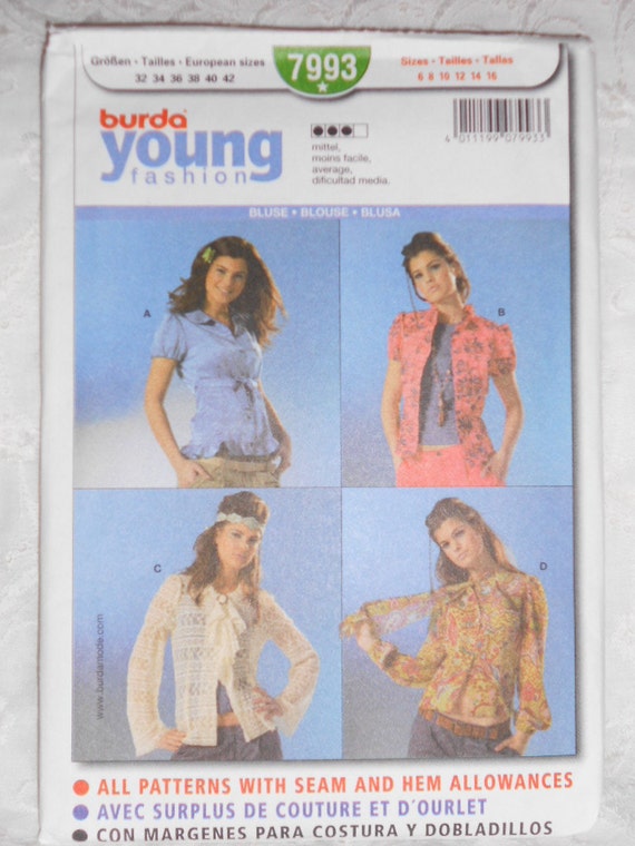 Sewing Patterns Young Fashion | burda young fashion sewing pattern 7993 blouse by Sewing Patterns Young Fashion | burda young fashion sewing pattern 7993 blouse by