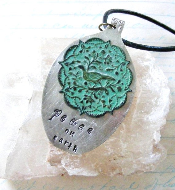 Spoon Pendant with Partridge Medallion Plaque by meiguidesigns