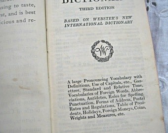 Webster "Little Gem" Dictionary small size, Coca Cola collectible, pocket size reference book, small dictionary, made in USA