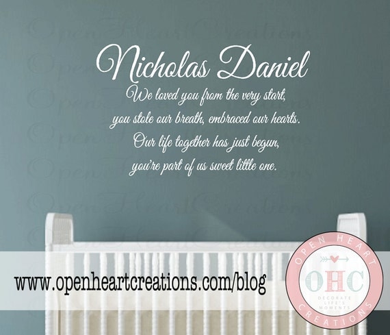Baby Nursery Wall Decal Quote Baby Poem with Personalized Baby Nursery Wall Decal Quote Baby Poem with Personalized