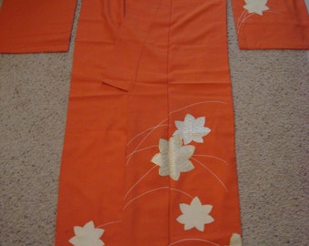 SALE Lovely Vintage Japanese Kimono Fall Leaves AS-IS