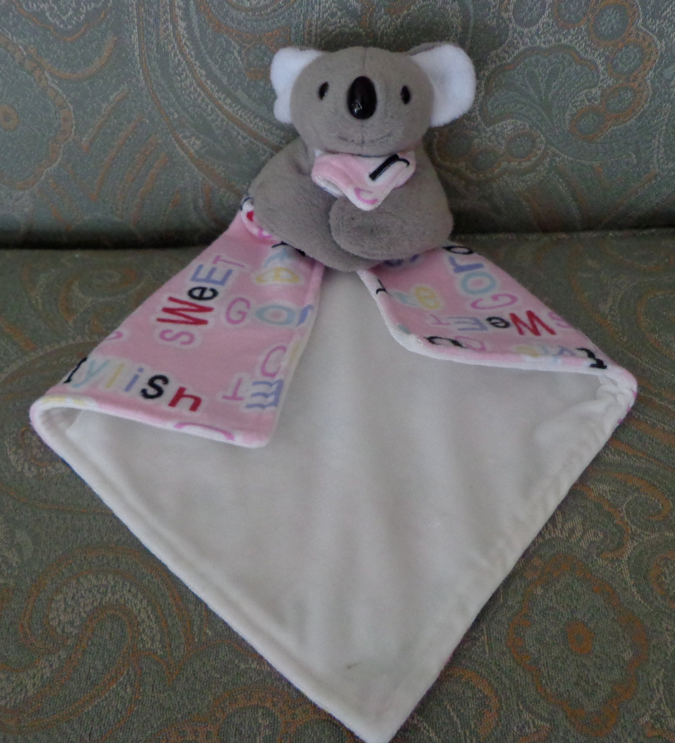 Gray Koala Bear Lovey Minky Blanket Animal Toy New Baby Girl