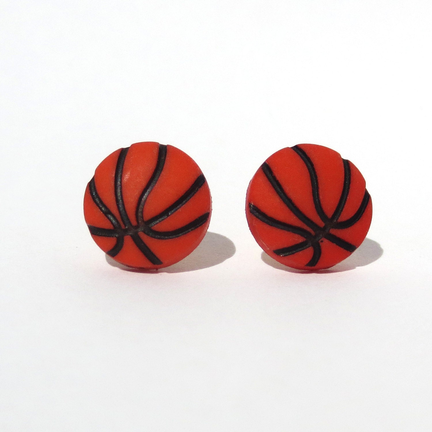 Basketball Stud Earrings Basketball Post Earrings Orange