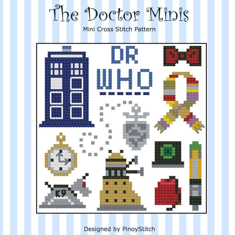 Download Doctor Who Mini Icons Mini Cross Stitch Sampler PDF Cross