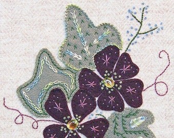 Jacobean Flower Wool Applique Hand Embroidery / Pattern / Jac