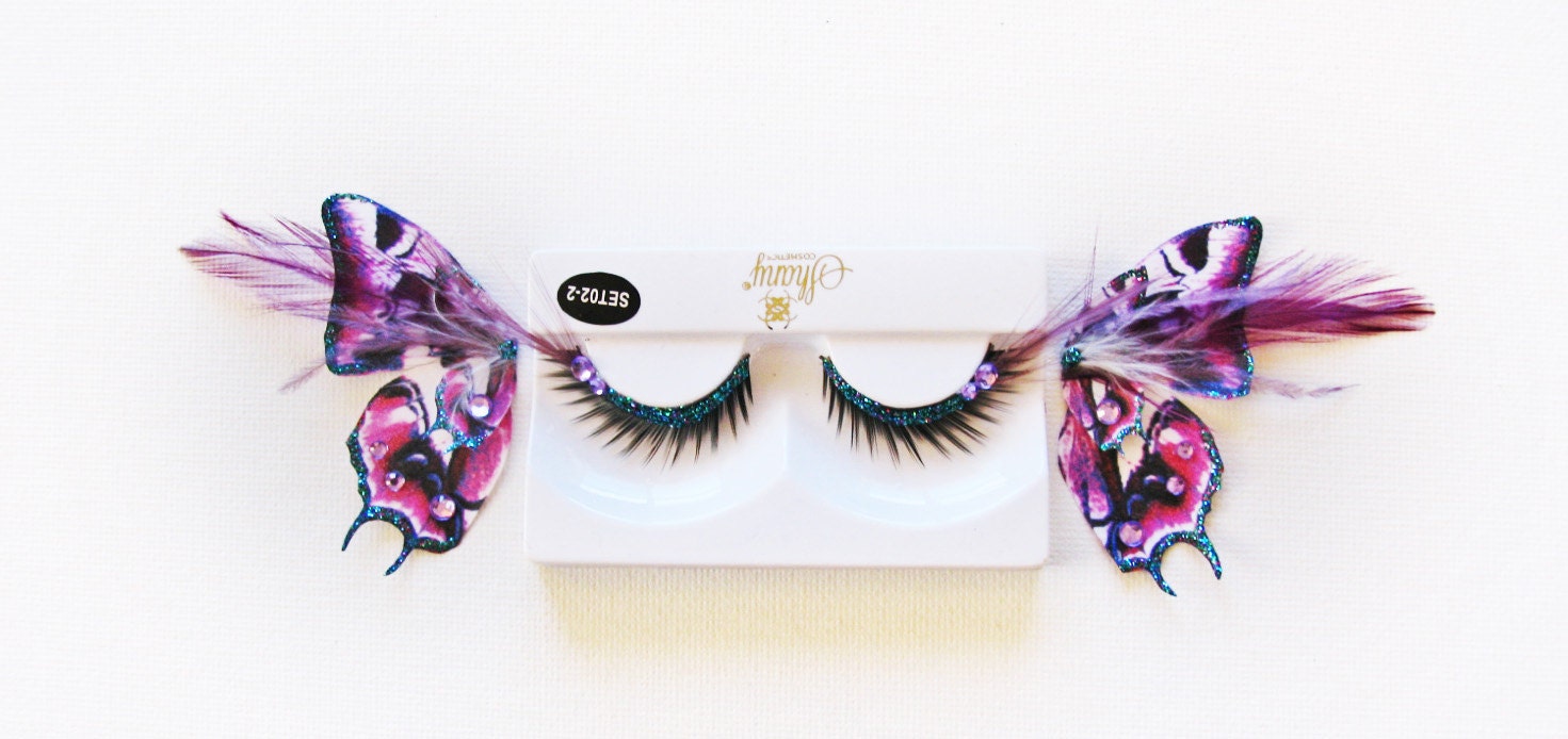 Purple and White Butterfly Eyelashes