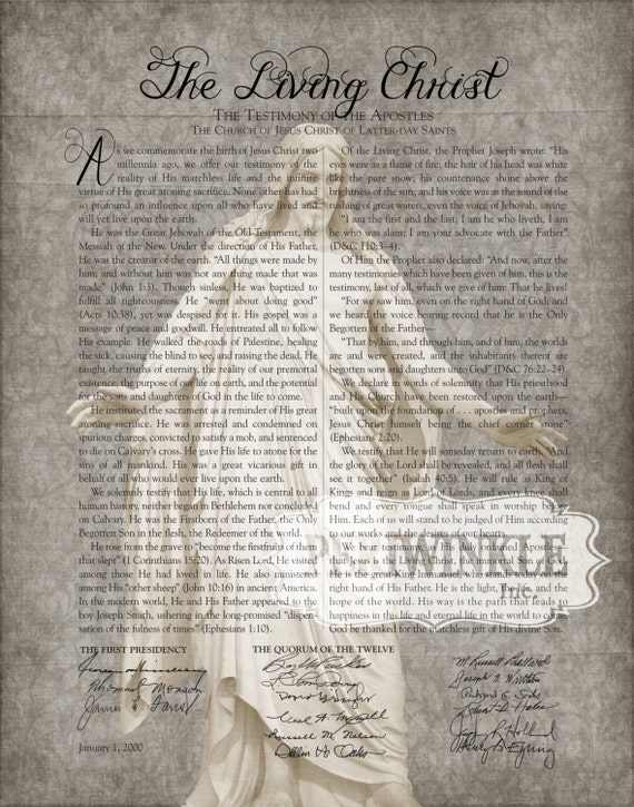 LDS The Living Christ Printable 8x10, 11x14, or 16x20 Digital File