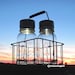 Solar Lights in Bottle Carrier, Ball Mason Jar Clear Glass Lanterns, Antique Dairy Basket Outdoor Country Lights Solar Mason Jars