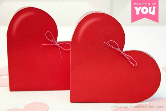 Red HEART Favor Box - DIY Printable Valentine's Day Gift Box // Wedding Favor // Bridal Shower // Baby Shower // Love - Instant Download Il_570xn