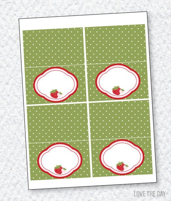 Strawberry Party PRINTABLE Blank Tent Cards (INSTANT DOWNLOADS) by Love The Day Il_570xn