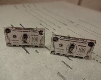 Vintage 100 Dollar Bill Cufflinks