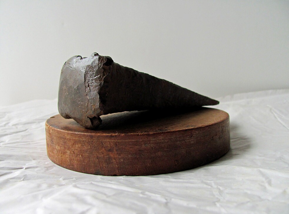 Vintage Wood Wedge Log Splitter Cast Iron Logging Tool