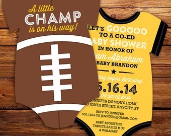 Football Baby Shower Invitation DIY, all star invitation - Printable invitations - print your own - Double sided in any team colors