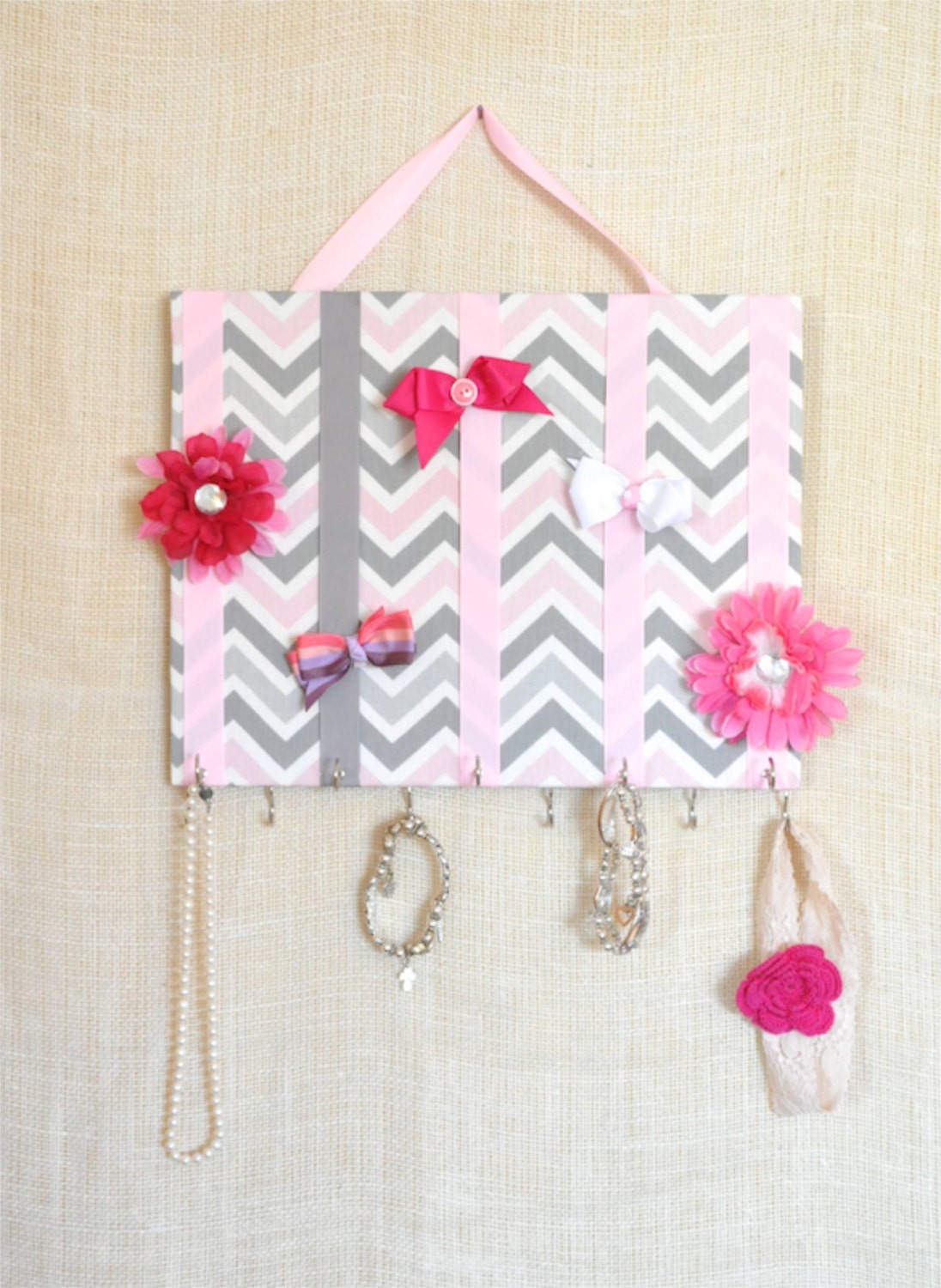 BOW ORGANIZER Jewelry Bow Board Hair Bow Organizer Pink