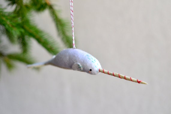 peppermint narwhal narwhal christmas ornament