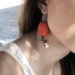 orange cocoon earrings -FREE SHIPPING- fresh water pearls / natural silk cocoon- neon orange fashion- eco friendly jewelry for mother-OOAK