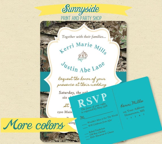 Hunting Camo / The Hunt is Over Digital Wedding Invitation - Invite & RSVP - Any color Il_570xn