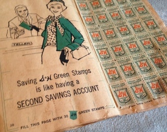 S & H Stamp Book Green Shield Sperry Hutchinson Saving Vintage SH Stamps