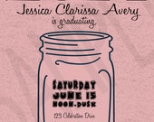 Senior High School Graduation Party Printable Invitation - Pink Rustic, Burlap - Custom, DIY, School Colors, Graduation, Mason Jar Party Il_170x135