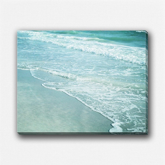 Items similar to Teal Home Decor, Beach Decor Canvas Wall Art, Pale